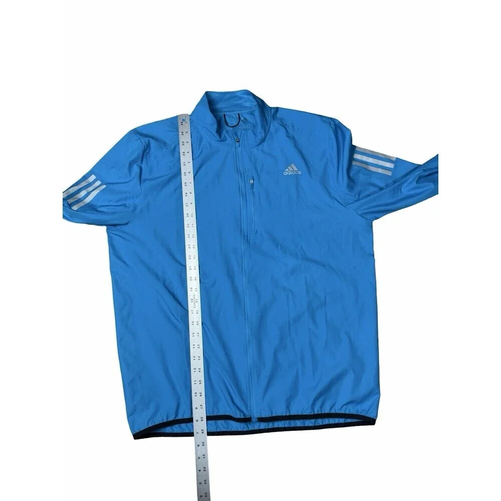 Adidas Men's Own The Run Windbreaker Running Jacket Size L Full Zip Blue Light
